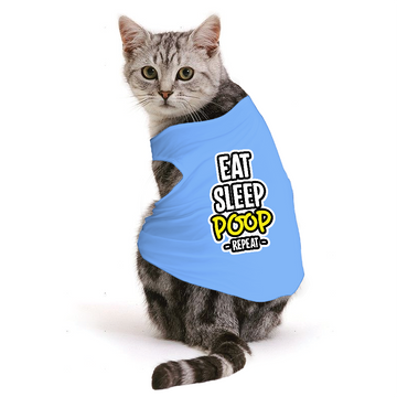 PawsIndia Sleeveless Printed Cat T-Shirt - Eat-Sleep-Poop